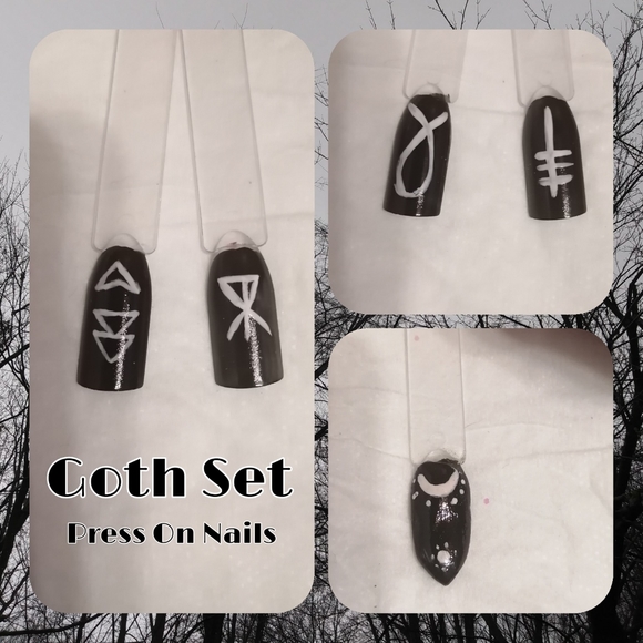 Goth Press On Nails SYMBOLS - Picture 3 of 6